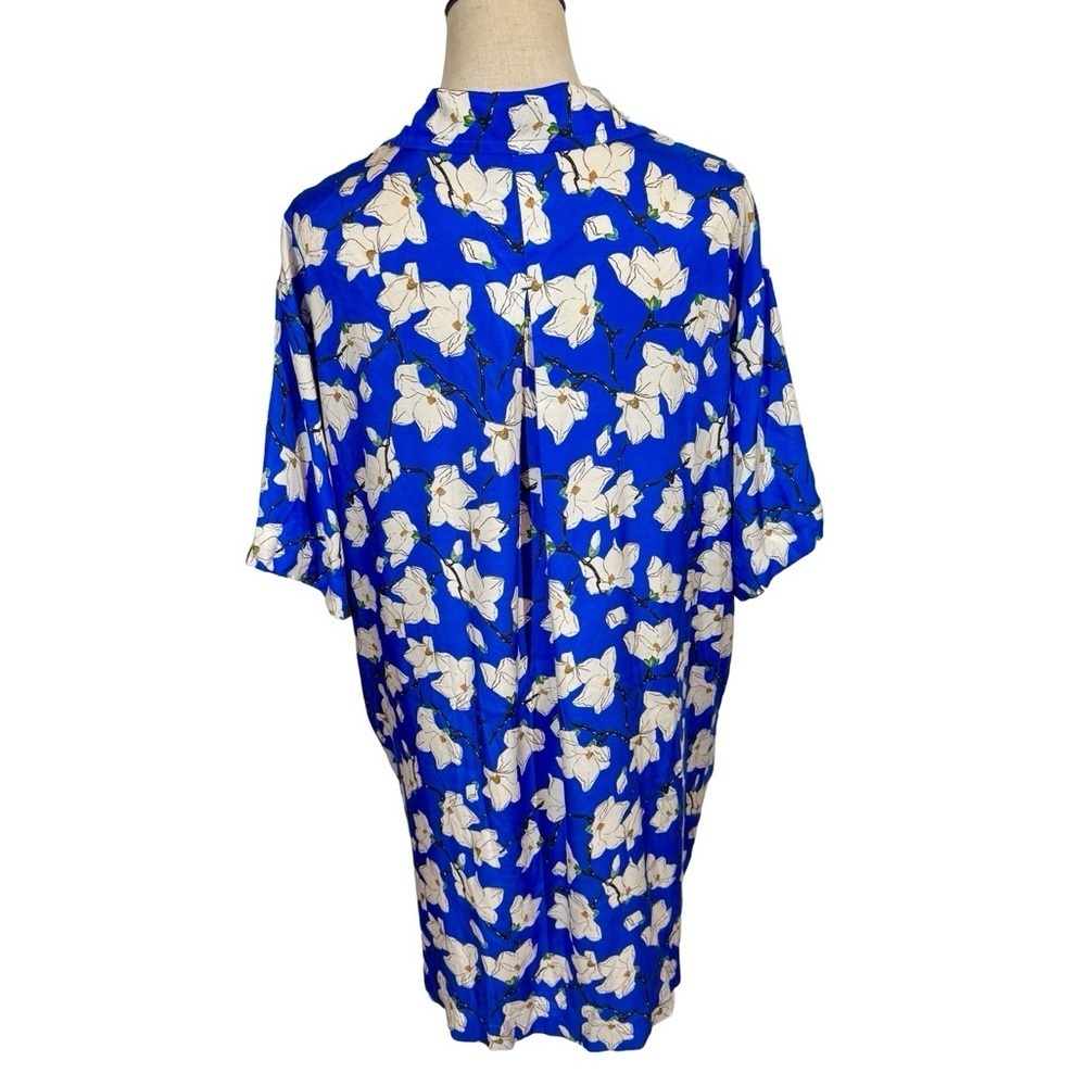 Rag & Bone Reed Silk Blend Mini Shirt Dress in Blue Floral - Picture 8 of 13
